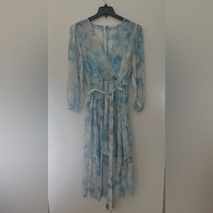 Calvin Klein Light Blue Floral Long Sleeve Dress